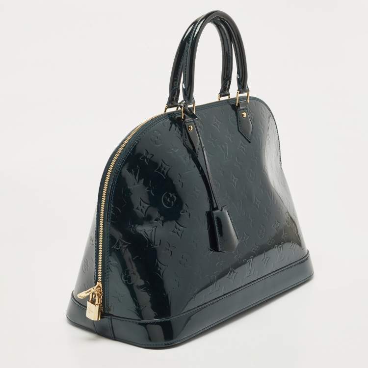 Pre Owned Louis Vuitton Green Monogram Vernis Alma GM Bag