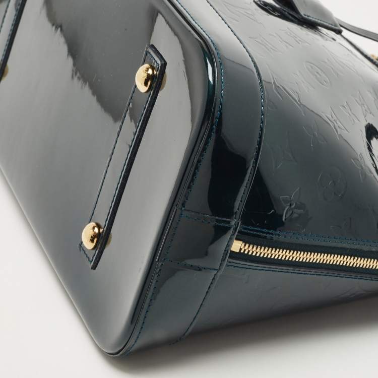 Pre Owned Louis Vuitton Green Monogram Vernis Alma GM Bag