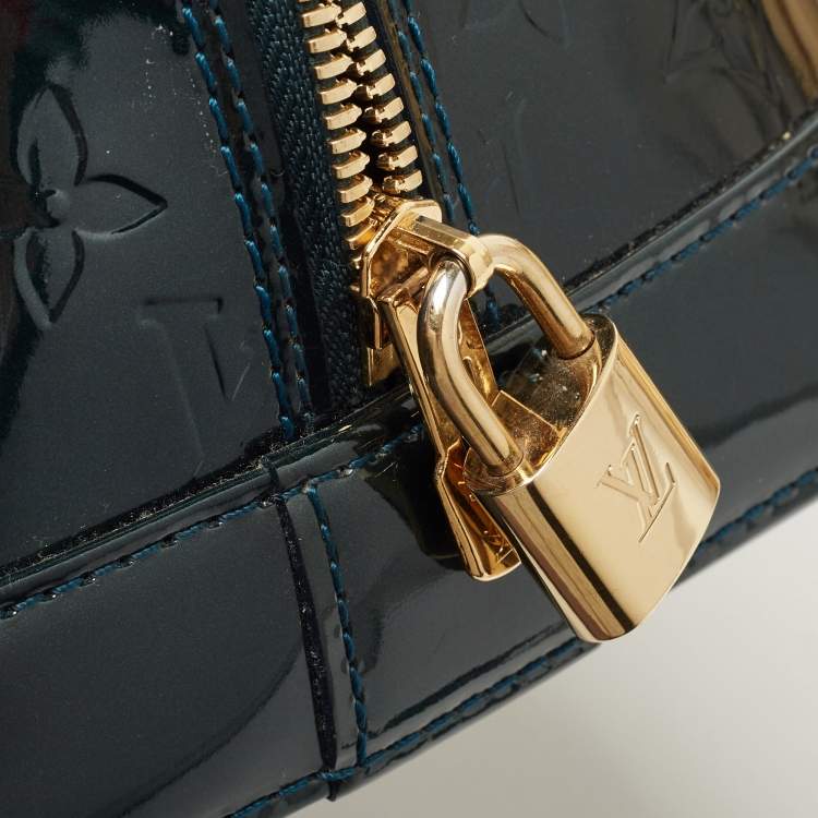 Pre Owned Louis Vuitton Green Monogram Vernis Alma GM Bag
