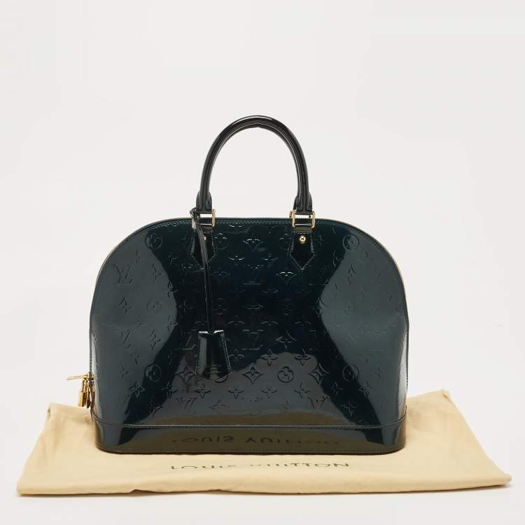 Pre Owned Louis Vuitton Green Monogram Vernis Alma GM Bag