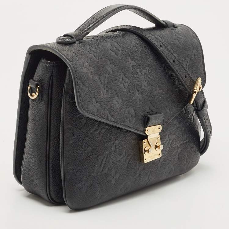 Pre Owned Louis Vuitton Black Monogram Empriente Leather Pochette Metis Bag