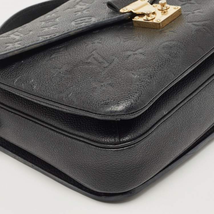 Pre Owned Louis Vuitton Black Monogram Empriente Leather Pochette Metis Bag