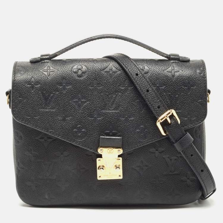Pre Owned Louis Vuitton Black Monogram Empriente Leather Pochette Metis Bag