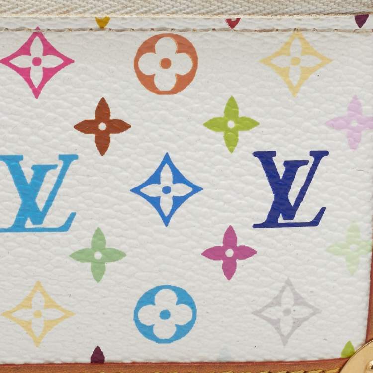 Pre Owned Louis Vuitton White Monogram Multicolore Canvas Key Pouch