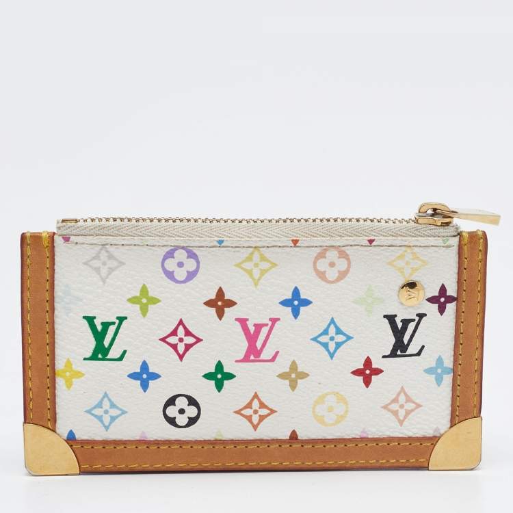 Pre Owned Louis Vuitton White Monogram Multicolore Canvas Key Pouch
