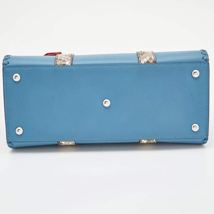 Pre Owned Louis Vuitton Blue Cuir Plume and Python Very Tote 