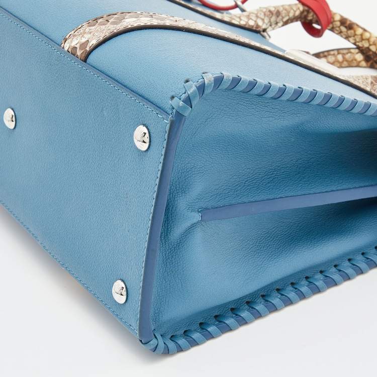 Pre Owned Louis Vuitton Blue Cuir Plume and Python Very Tote 