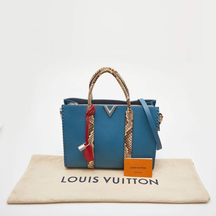 Pre Owned Louis Vuitton Blue Cuir Plume and Python Very Tote 