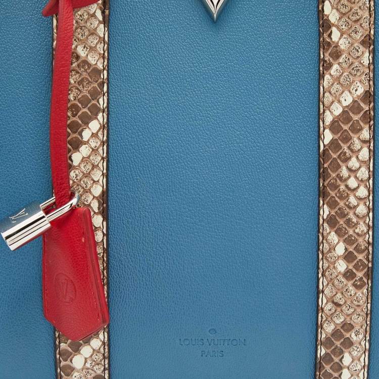 Pre Owned Louis Vuitton Blue Cuir Plume and Python Very Tote 