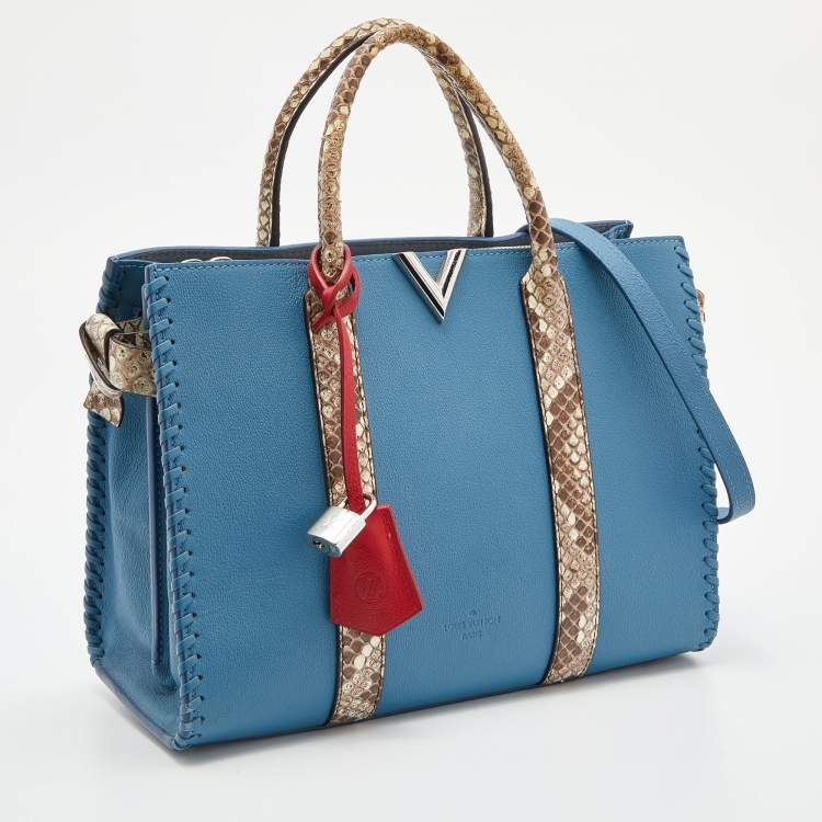 Pre Owned Louis Vuitton Blue Cuir Plume and Python Very Tote 