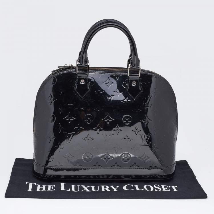 Pre Owned Louis Vuitton Black Magnetique Monogram Vernis Alma PM Bag