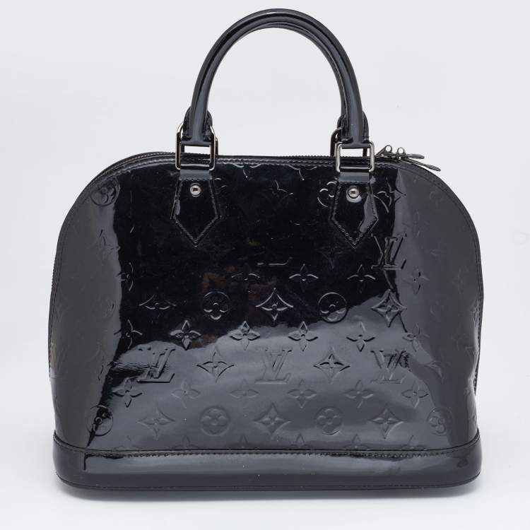 Pre Owned Louis Vuitton Black Magnetique Monogram Vernis Alma PM Bag