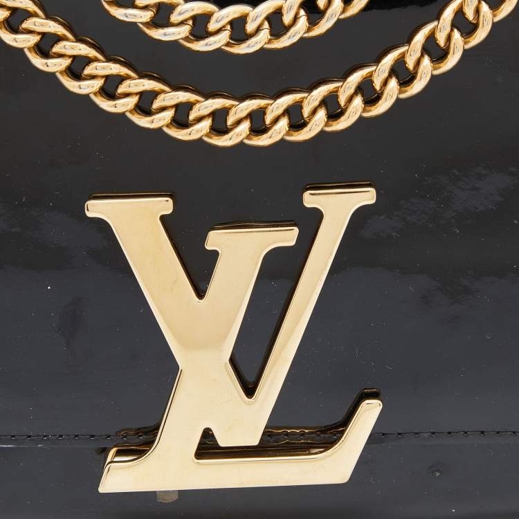 مملوكة مسبقًا Louis Vuitton Black Patent Leather Chain Louise MM Bag