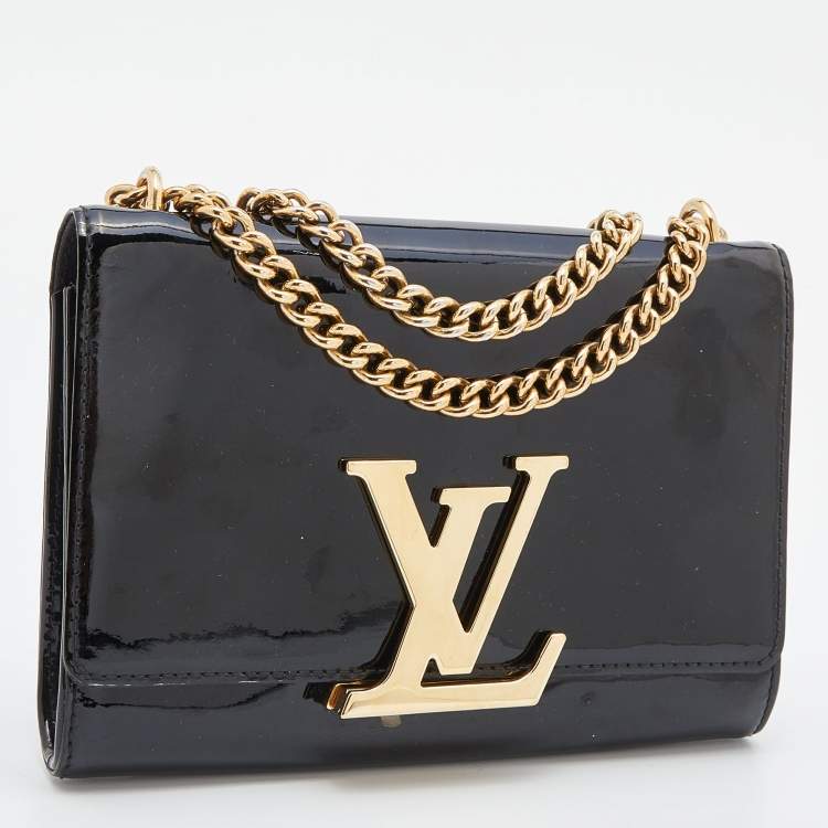 مملوكة مسبقًا Louis Vuitton Black Patent Leather Chain Louise MM Bag