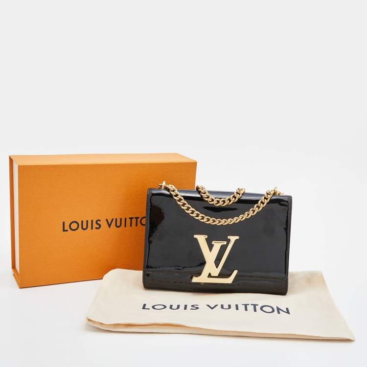 مملوكة مسبقًا Louis Vuitton Black Patent Leather Chain Louise MM Bag