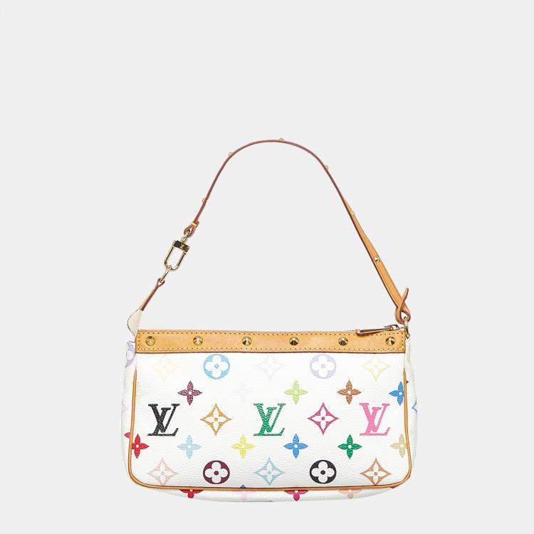 Pre Owned Louis Vuitton White Monogram Multicolore Pochette Accessoires