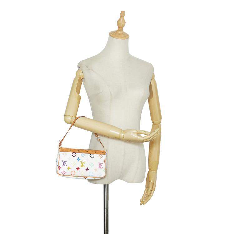Pre Owned Louis Vuitton White Monogram Multicolore Pochette Accessoires