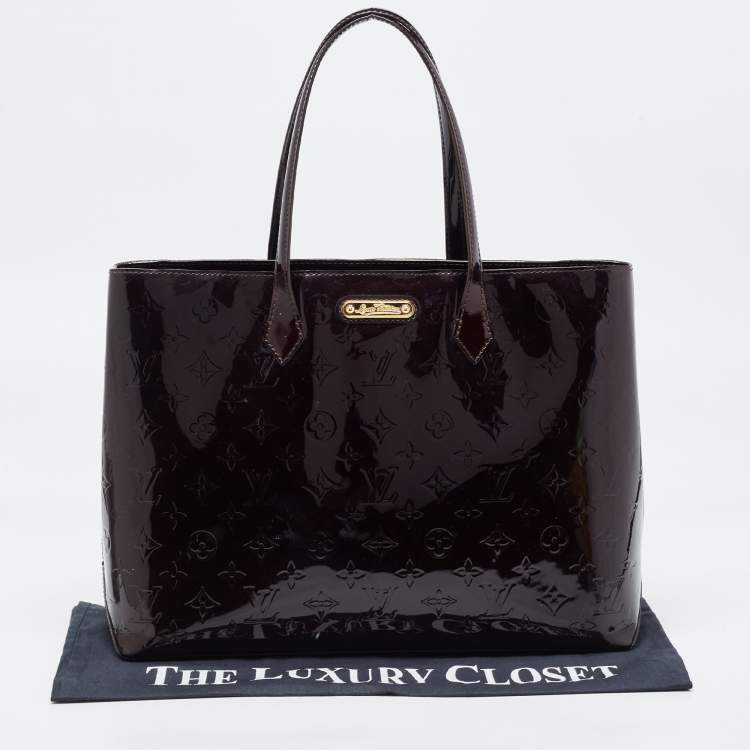 Pre Owned Louis Vuitton Amarante Monogram Vernis Wilshire MM Bag