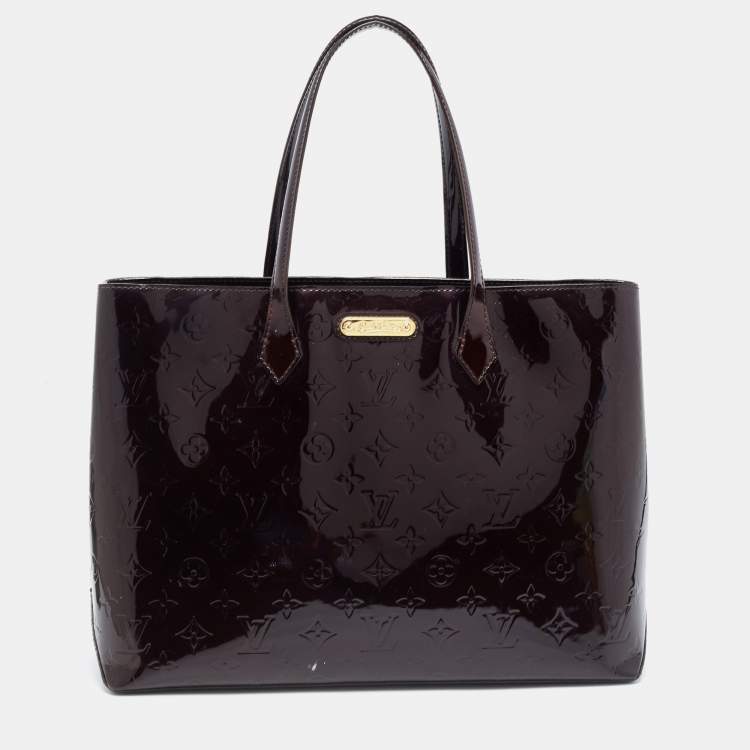 Pre Owned Louis Vuitton Amarante Monogram Vernis Wilshire MM Bag