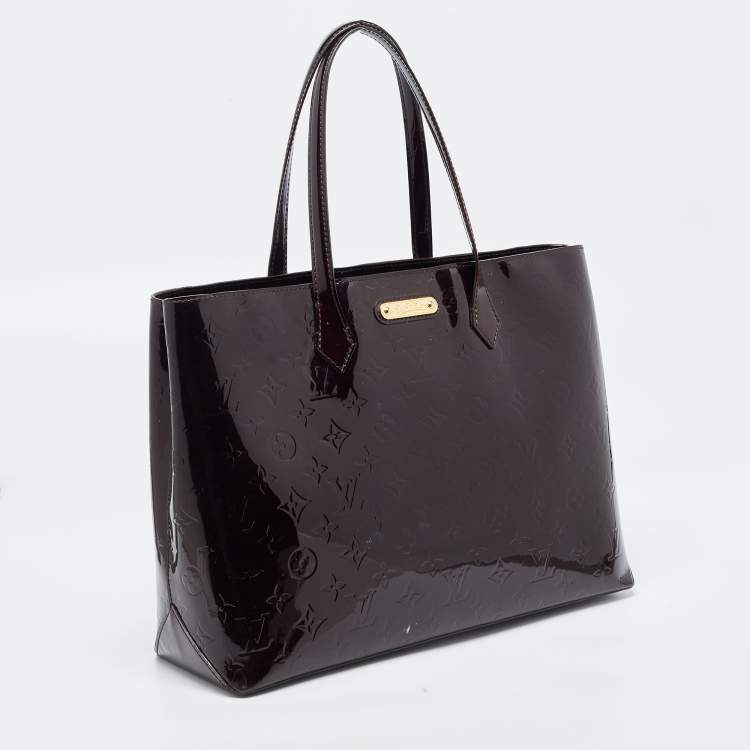 Pre Owned Louis Vuitton Amarante Monogram Vernis Wilshire MM Bag