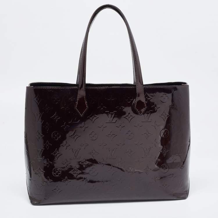 Pre Owned Louis Vuitton Amarante Monogram Vernis Wilshire MM Bag