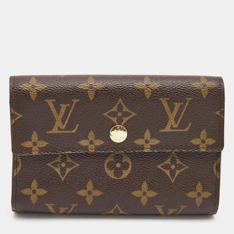 Pre Owned Louis Vuitton Monogram Canvas Trifold Compact Wallet