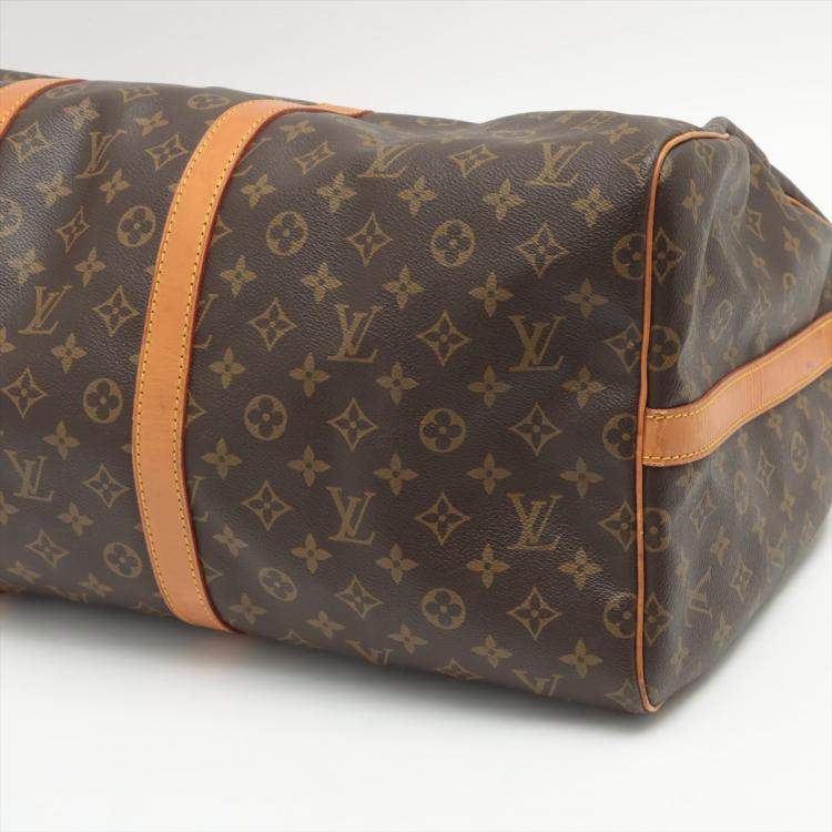 Pre Owned Louis Vuitton Brown Canvas Monogram Keepall 55 Duffel Bag