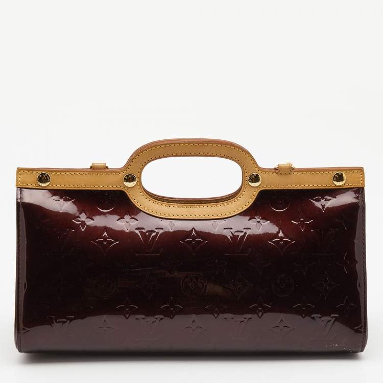 Pre Owned Louis Vuitton Amarante Monogram Vernis Roxbury Drive Bag