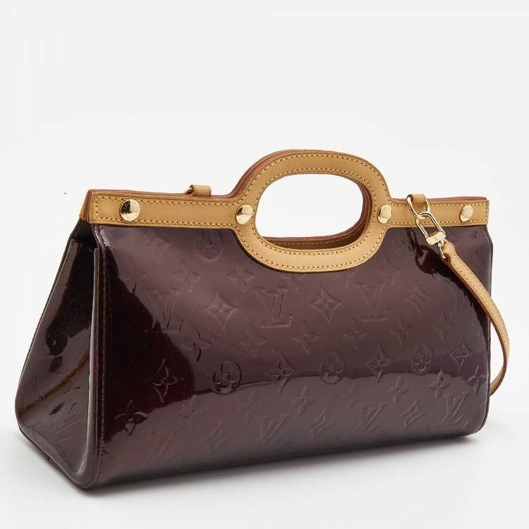 Pre Owned Louis Vuitton Amarante Monogram Vernis Roxbury Drive Bag