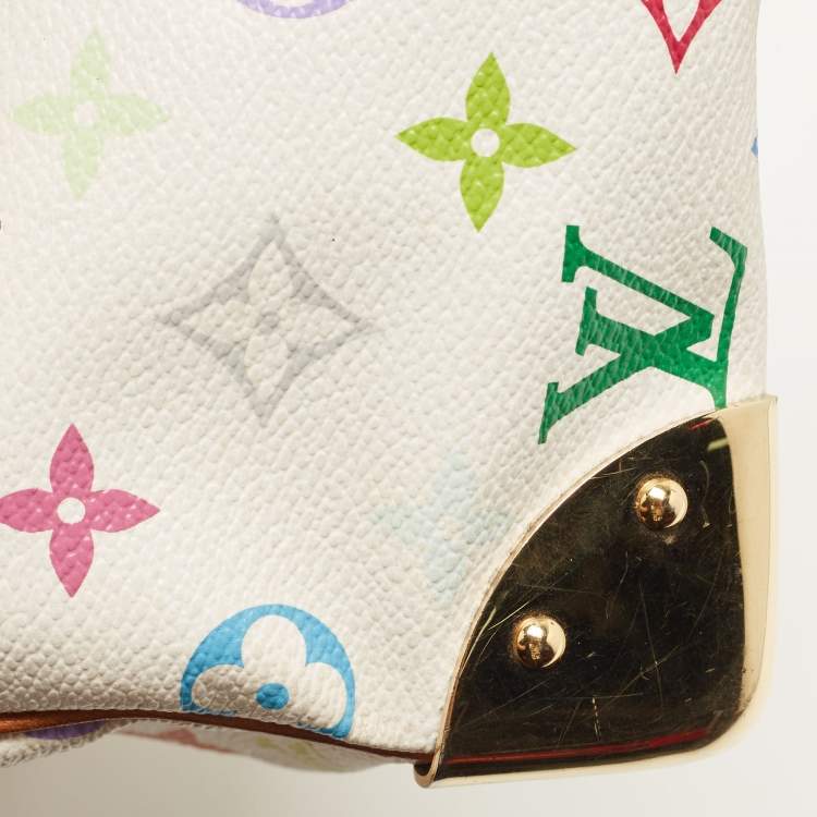 Pre Owned Louis Vuitton White Multicolor Monogram Canvas Speedy 30 Bag