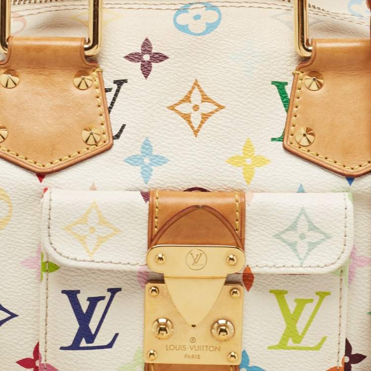 Pre Owned Louis Vuitton White Multicolor Monogram Canvas Speedy 30 Bag