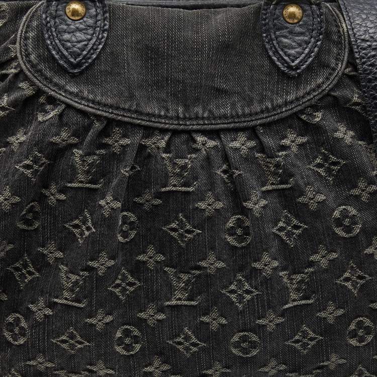 Pre Owned Louis Vuitton Black Monogram Denim and Leather Neo Cabby GM Bag