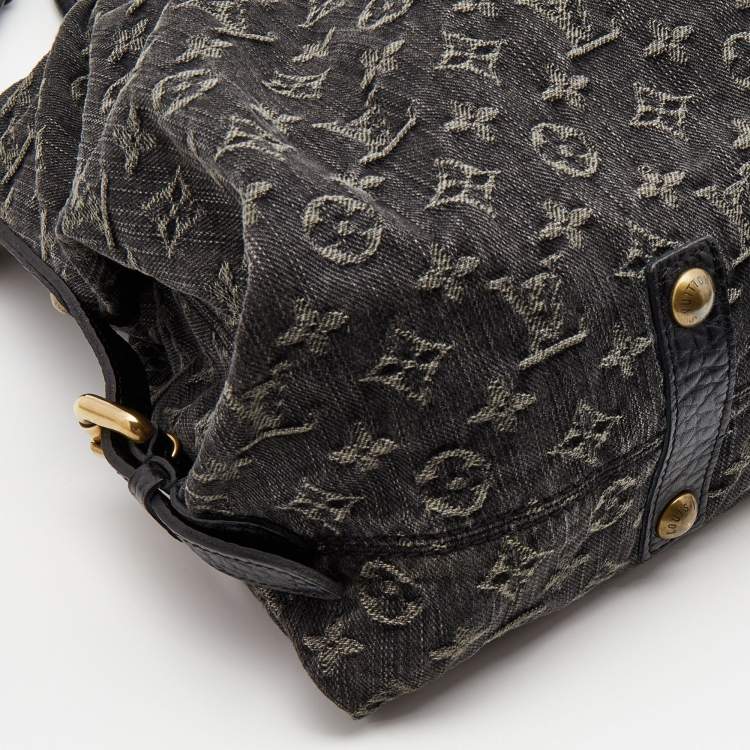 Pre Owned Louis Vuitton Black Monogram Denim and Leather Neo Cabby GM Bag