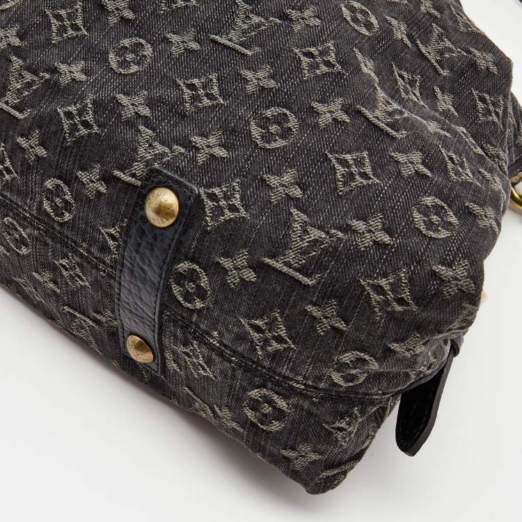 Pre Owned Louis Vuitton Black Monogram Denim and Leather Neo Cabby GM Bag