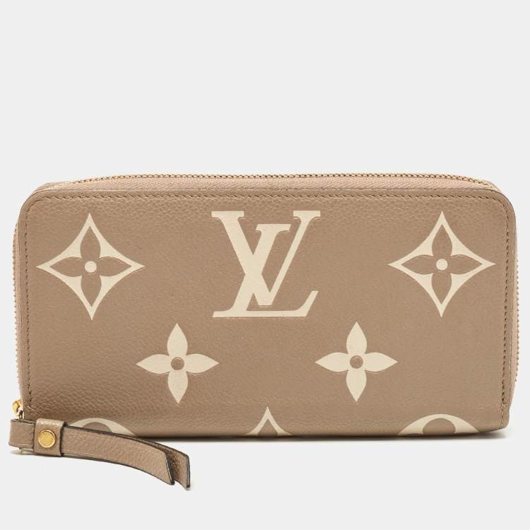 Louis Vuitton Tourterelle/Creme Monogram Empreinte Leather Zippy Wallet  Louis Vuitton