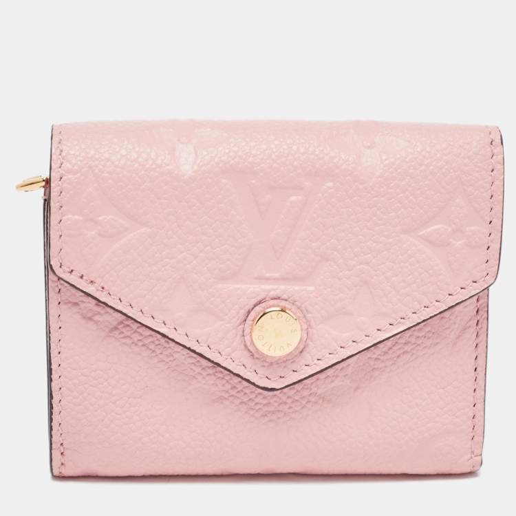 Authentic Louis Vuitton Pink Monogram Empreinte Leather Zoe Wallet