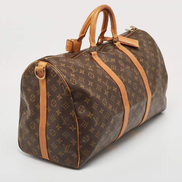 Pre Owned Louis Vuitton Monogram Canvas Keepall Bandouliere 50 Bag