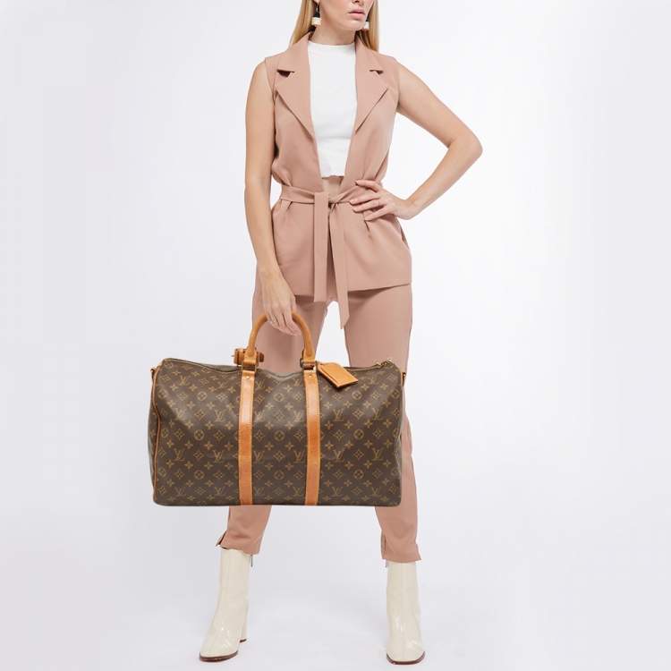 Pre Owned Louis Vuitton Monogram Canvas Keepall Bandouliere 50 Bag