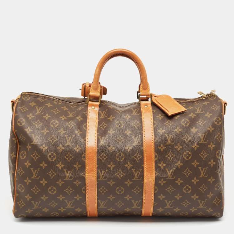 Pre Owned Louis Vuitton Monogram Canvas Keepall Bandouliere 50 Bag