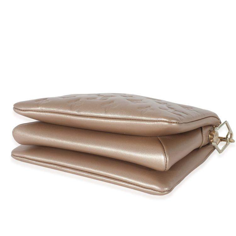 Pre Owned Louis Vuitton Gold Monogram Embossed Puffy Lambskin Coussin BB Shoulder Bag 