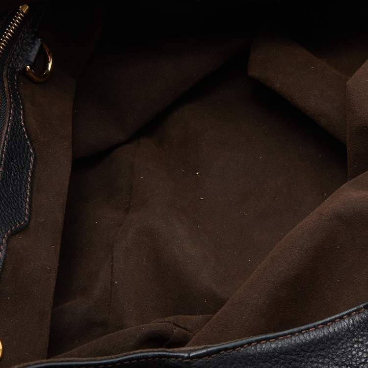 Pre Owned Louis Vuitton Black Monogram Mahina Leather L Bag