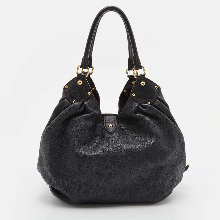 Pre Owned Louis Vuitton Black Monogram Mahina Leather L Bag