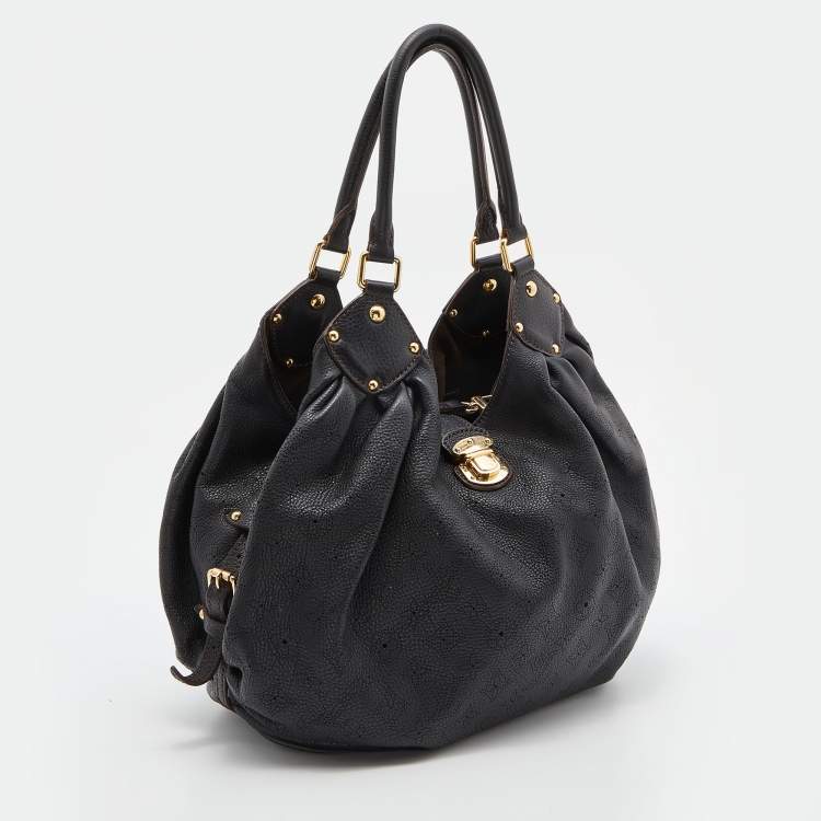 Pre Owned Louis Vuitton Black Monogram Mahina Leather L Bag