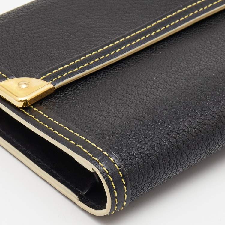 Pre Owned Louis Vuitton Black Leather Porte Tresor International Wallet