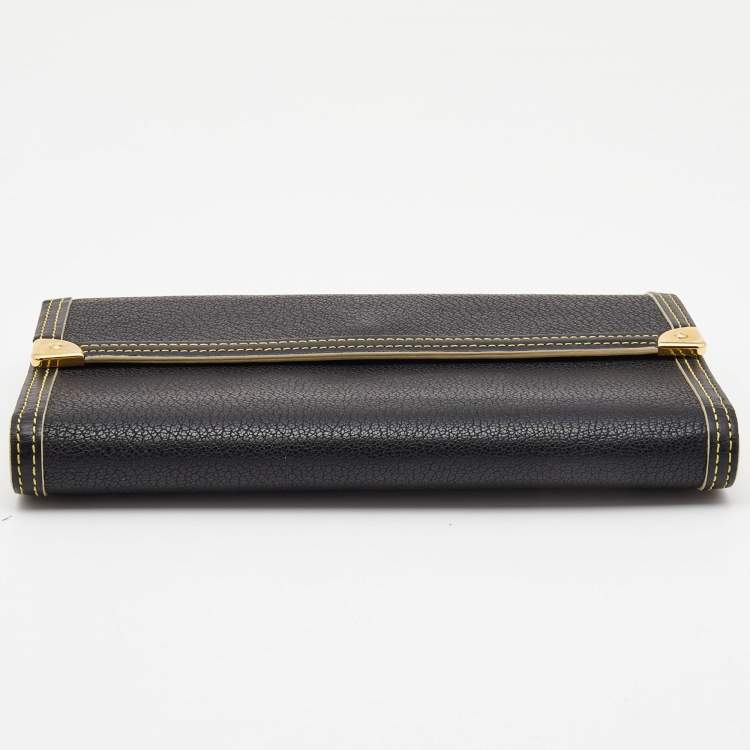 Pre Owned Louis Vuitton Black Leather Porte Tresor International Wallet