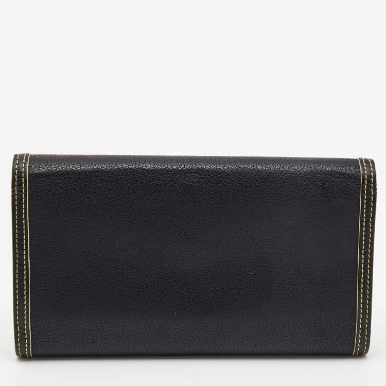 Pre Owned Louis Vuitton Black Leather Porte Tresor International Wallet