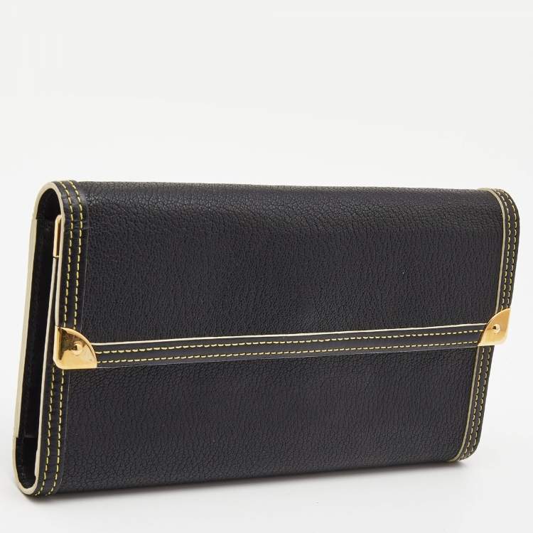 Pre Owned Louis Vuitton Black Leather Porte Tresor International Wallet