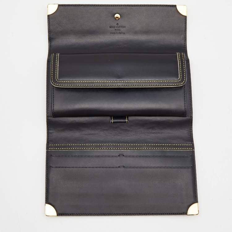 Pre Owned Louis Vuitton Black Leather Porte Tresor International Wallet