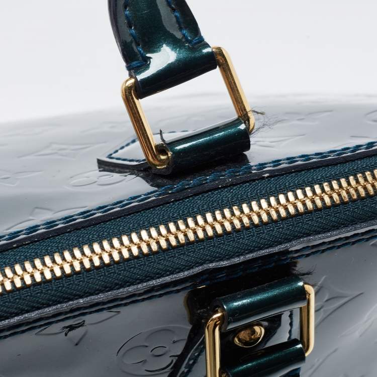 Pre Owned Louis Vuitton Blue Nuit Monogram Vernis Alma GM Bag