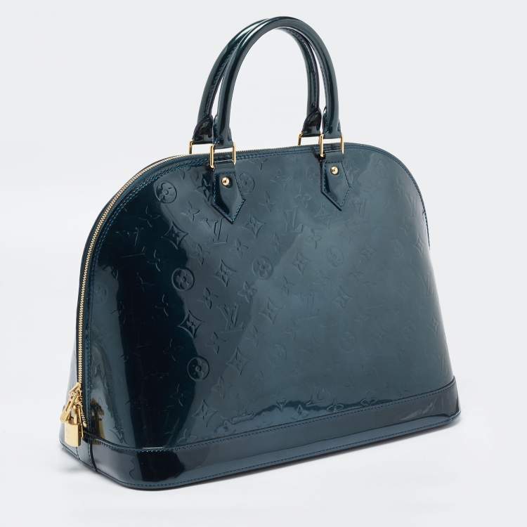Pre Owned Louis Vuitton Blue Nuit Monogram Vernis Alma GM Bag
